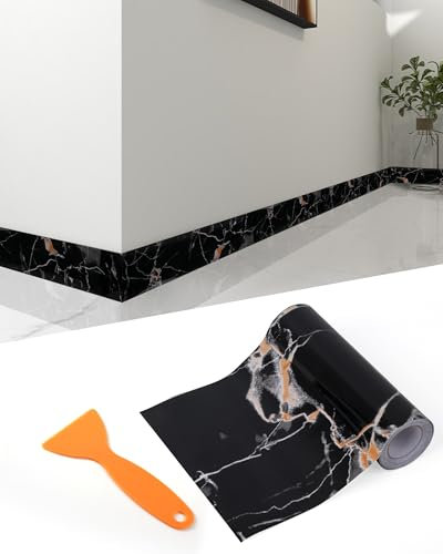 FBBULES PVC Bordüre Selbstklebend Dekorative Marmor Wandbordüre Aufkleber für Küche Badezimmer Tapete Bordüren Wandaufkleber für Wohnzimmer Fliesen