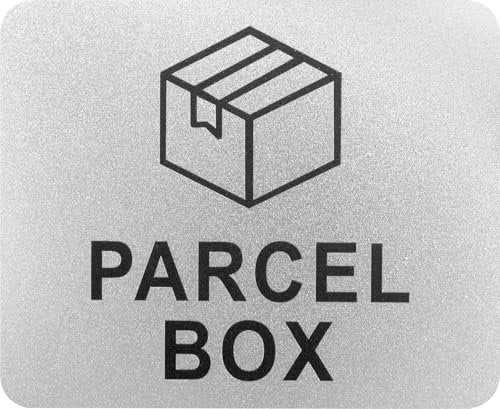 Parcel Box Sign Adhesive 11cm x 9cm Packages Deliveries Here Signs Waterproof Post Mailman Delivery Driver Notice Self Adhesive Acrylic for Home Office Mail Box No More Lost Items (Silver)
