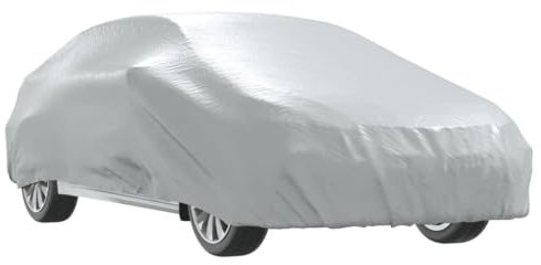 vidaXL Autoabdeckung, Abdeckplane mit Schnallenriemen, Vollgarage für Limousine, Ganzgarage Autogarage Schutzhülle, 190T Polyester Silbern XL