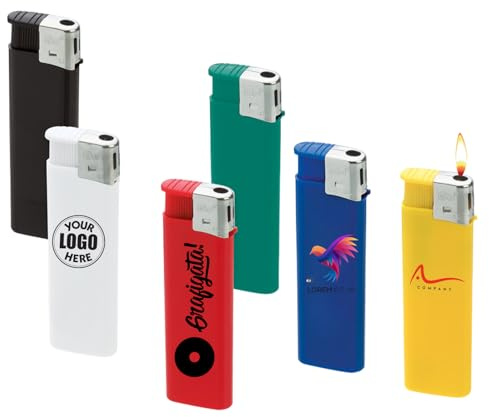 D&Vlab Kit Set 50 100 200 Accendini Personalizzabili, Accendino Ricaricabile Personalizzato con Nome Foto Logo, Idea Regalo Gadget Aziendale Colori Assortiti (200)