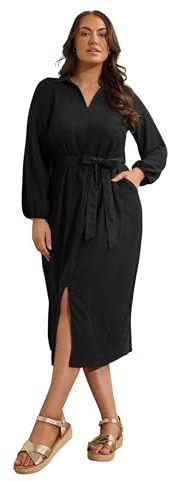 EVANS Curve Crepe Belted Shirt Dress - Women's - Plus Size Curve