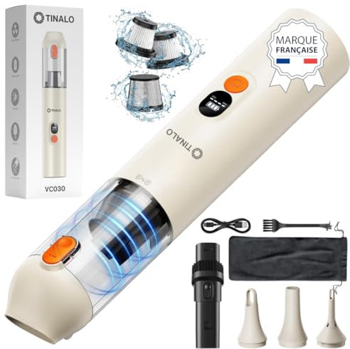 TINALO Aspirateur de Table sans Fil 17000PA 4 en 1- Aspirateur Voiture Puissant et Aspirateur à Main Rechargeable | Mini Aspirateur Portable pour Maison, Bureau, Cuisine, Souffleur PC et Voiture