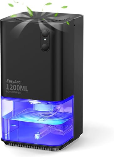 Luftentfeuchter Elektrischer,EasyAcc® 1200ml Entfeuchter Klein Leise Tragbarer Mini Raumentfeuchter Automatischer Gegen Feuchtigkeit Dehumidifier für Büro/Schlafzimmer/Badezimme Farbige Nachtlicht