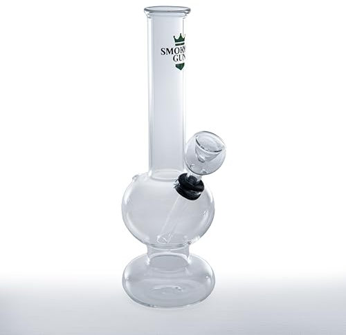 Glasbong aus Borosilikatglas mit herausnehmbarem Chillum und Eisfach - Glaspfeife für sanftes Blubbern für ein kühles Raucherlebnis (Apfel)