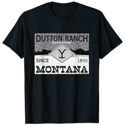 Logo noir et blanc de Yellowstone Dutton Ranch T-Shirt