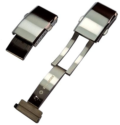 Clasp Schnalle 16 mm Edelstahl 316 Verschluss Armband Jubilee Oyster President Shark Mash Milano Buckle kompatibel Universal Doppelknopf Verschluss Mikro Einstellung 5 Löcher, 16MM, Aus Edelstahl,