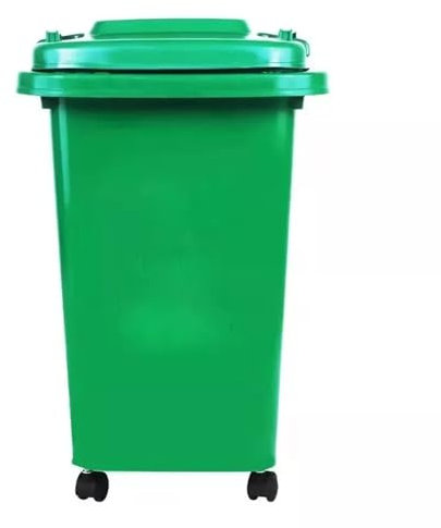 DUAS Recycling Wheelie Bin Dustbin Plastic Rubbish Waste Trash Bin for Kitchen Home and Office โ 30L & 50L Sizes, Green and Red (Green, 50L)