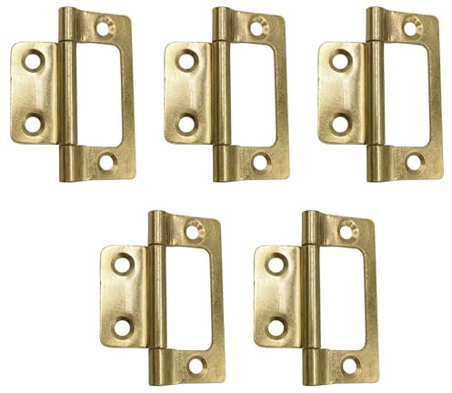5Pcs Gold Flush Hinges,2 Inch Iron Door Hinges for Drawer Cabinet Internal Door