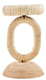 Mud Pie Kerzenständer mit Rattan-Umwicklung, mittelgroß