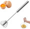 10 Inch Hand Push Whisk Blender Semi-Automatic Egg Whisk Hand Push Whisk Blender Whisks for Cooking Stainless Steel Egg Beater Milk Frother Rotating Push Mixer Stirrer for Whisking, Beating, Stirring