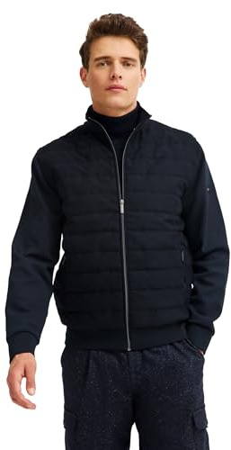 bugatti Herren Sweatjacke 8700-85072D | Regular Fit, Quersteppung, Reißverschluss, Stehkragen, Baumwoll-Elasthan-Mix