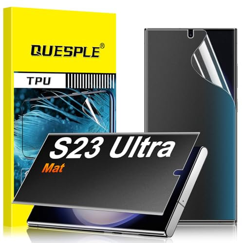 QUESPLE [2 Pièces] Mat Protection écran Anti Espion pour Samsung Galaxy S23 Ultra, Anti-empreintes, Anti-éblouissement Matte TPU Film Protection écran, Compatible avec Lecteur d’Empreinte
