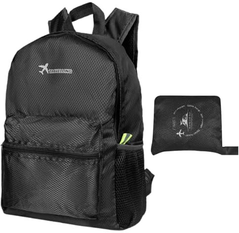 OUDQFCJ Faltbarer Rucksack Ultraleicht,Wasserdicht Tagesrucksack zum Falten,Kleine Wanderrucksack für Damen Herren,Leichter Daypack,Wandern,Faltbar Wanderrucksack für Reise,Rucksack 15L