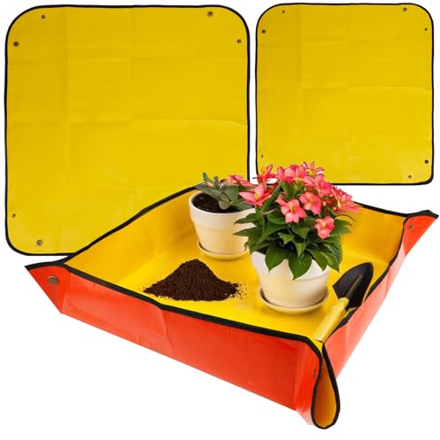 Umtopfmatte,Pflanzmatte,Pflanzunterlage,Pflanzwanne,2 Pflanzen Zimmerpflanzen Sukkulenten Faltbar Pflanztisch Verdicktem Wasserdichte,Anzuchtplatte,Garten Zubehör,Pflanzen Zubehör,Balkon Zubehör