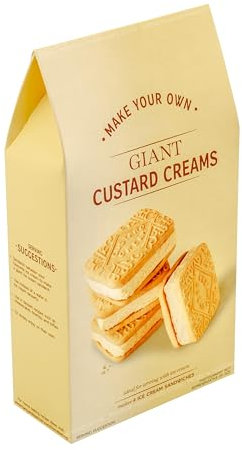 Box of 8 Giant Custard Creams, Makes 4 Sandwiches, Vanilla Custard Flavoured Biscuits, Simply Add Ice Cream, 240g