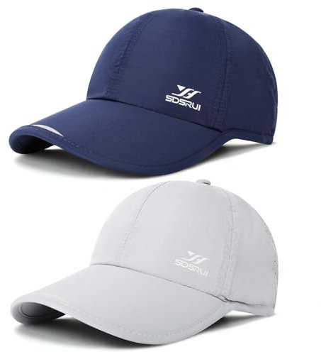 AYPOW 2 Pack Schnell Trocknend Baseballkappe, Leichte Atmungsaktiv Sommermütze Herren und Damen Einstellbare Basecap Sportkappe, Faltbare Baseball Cap Sommer Sportmütze for Running Tennis Golf Reisen