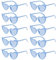 SelfTek Herz Brille, 10 Stück Blau Herz Sonnenbrille Partybrille Herzform Brille, Vintage JGA Brillen Hippie Herzförmige Brille, Herzchen Brille Sonnenbrille Herzform für Party Hochzeit Karneval