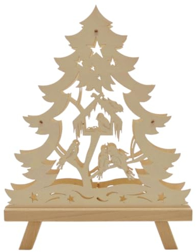 Erzwelt - Standleuchte 3D – Holz-Deko für Weihnachten – Fensterbeleuchtung – Original Erzgebirge Weihnachtsdeko – leuchtende Fensterdekoration mit Motiv Vogelhaus – 35 x 27 x 5 cm