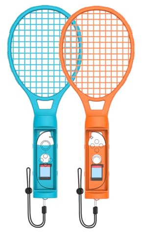 Cymwer 2PCS Tennisschläger for Switch 2 Joy-Con, Controller Tennis Racquet Grip Griffhalter Sportzubehör Kit mit Handgelenkstreifen-Spielkartenspeicherfunktion