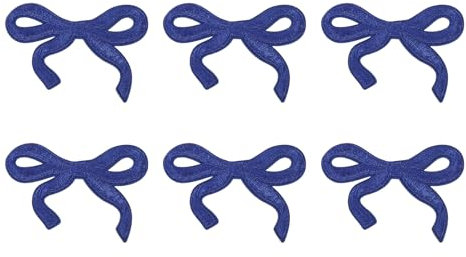 YELARXI Bow Iron on Patches, Cute Sew on Bows Embroidered Applique Patches Fit for Jeans Jackets Women Clothes Hats Backpacks (6 Pack, Sapphire Blue)