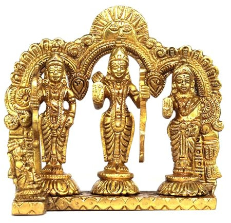 ASHIRWAD Brass Ram Darbar Murti Lord Ram Sita Lakshman Hanuman ji Idol Statue (RamDarbar-04)