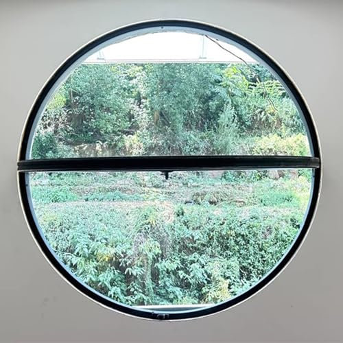 24 35 39 Inch Large Round Porthole Window Black, Rotating Circle Window That Opens, Home Decor Shed Central Axis Windows with Handle, for Basement(100cm/39.3in)