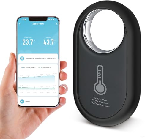 Zigbee Temperatursensor, Digitale Mini Innentemperatur und Feuchtigkeitssensor,Tuya Smart Luftfeuchtigkeitsmesser mit Intelligentem Alarm, Datenspeicherung und Kalibrierung, Kompatibel Alexa/Google