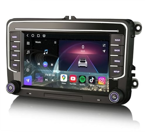 Qualcomm 8 Kern 8GB+128GB Android 16 DAB+ Autoradio Für VW Amarok Caddy Passat B6 Golf 5/6 Tiguan Touran Jetta SEAT Skoda mit GPS Navigation Wireless CarPlay Android Auto DSP WiFi Bluetooth 5.1 USB 4G