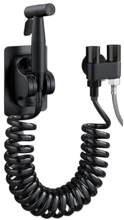 Handheld Toilet Bidet Faucet Sprayer Stainless Steel Bathroom Bidet Spraye Set Hand Sprayer Shower Head Self Cleaning No Punch(Black)