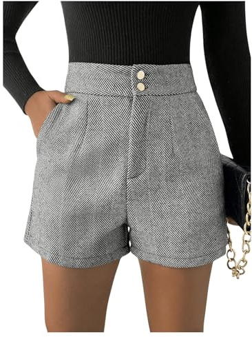 SOLY HUX Damen Elegant Shorts Gerade Kurze Hose Freizeitshorts Winter Shorts Casual Outfit Herbst Casualshort mit Taschen Schwarz XXL