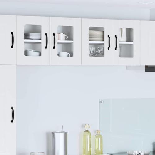 QJBSAVVA Küchenschrank Set 2er Hochglanz Weiß 60 x 31 x 40 cm, Holzwerkstoff, Moderne Vorrats- oder Apothekerschränke für Küche, Flur, Bad, Büro