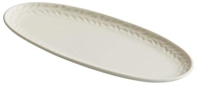 ADERFETBI Reusable Plates Retro Relief Oval Fish Plate Steamed Household Vegetable Shallow Sushi Dessert(A,12inch)