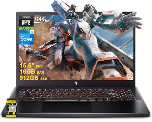 acer Nitro V 15 Gaming Laptop 15.6 FHD IPS 165Hz Intel 8-core i5-13420H 16GB RAM 512GB SSD GeForce RTX 5050 GDDR7 DLSS4 (Up to 440 AI Tops) Backlit Thunderbolt WiFi6 Win11 ICP Hub