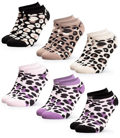 Occulto Damen Leoparden Muster Sneaker Socken 6er Pack (Modell: Kira)