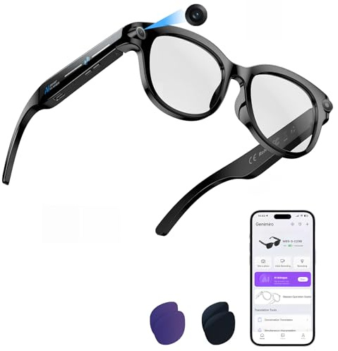 Occhiali Intelligenti con Telecamera 8 MP, Occhiali Smart 3 Lenti Colorate