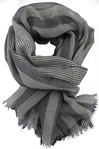 Rotfuchs Schal Sommerschal Webschal Streifen modisch marine grau 100% Wolle (Merino) R747