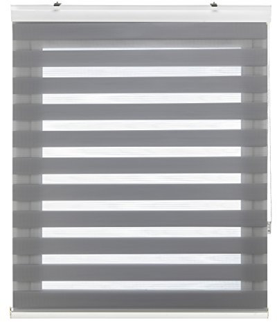 Blindecor Vela tenda a rullo in doppio strato notte e giorno con cassonetto in alluminio | Argento grigio, tenda per interne 160 x 180 cm (Larghezza x Altezza) | Dimensioni del tessuto 157 x 175 cm