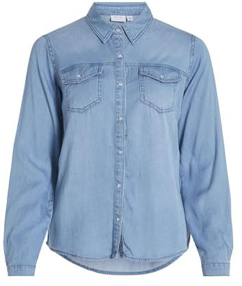 Vila Damen Vibista Denim Shirt/Su-noos, Medium Blue Denim 2, L