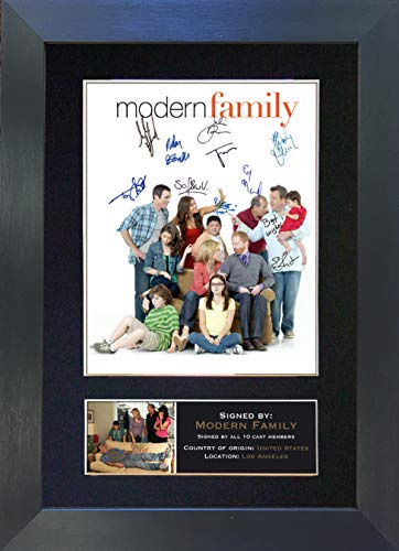 MODERN FAMILY Signed Autograph Mounted Photo Reproduction PRINT A4 Rare Perfect Present Birthday Christmas (297 x 210mm) #284 (Black Frame)