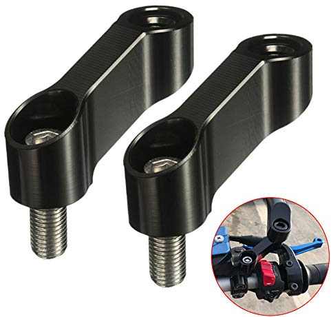 Dyda6 Paar Motorrad-Spiegelverlängerungen, 10 mm, CNC-gefräst, für Motorrad-Rückspiegel, Halterung für Erhöhung des Rückspiegels, Schwarz