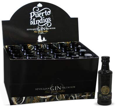 Gin Puerto de Indias Pure Black Edition. Caja de 24 unidades (50ml/unidad)