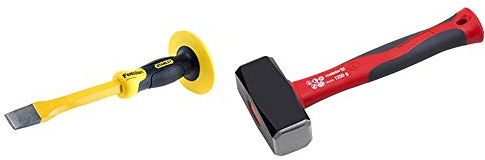 Stanley FatMax Präzisionsflachmeissel (mit Handschutz, 25 mm Klingenbreite, Chrom-Vanadium) 4-18-332 & Meister Fäustel - 1250 g Kopfgewicht - Hochwertiger Stahlkopf - 2203660