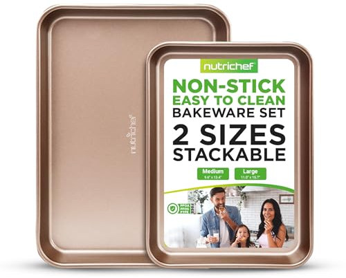Nutrichef bandejas horno, Set de 2, Para servir, Apilables, Rectangulares, Antiadherentes