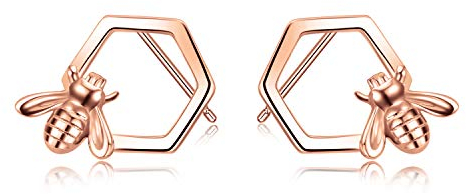 925 Silber Ohrringe Stecker Damen,Prämie Rose Gold Ohrstecker Silber Schmuck Geschenke Biene Ohrringe für Damen Mädchen Mutter Tochter