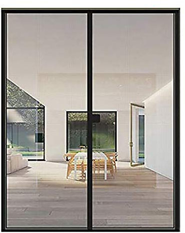 Mosquitera Puerta Enrollable, para Protección contra Insectos, Mosquitos sin Taladrar con Durable con Malla Super Fina para Puertas de Salón de Estar, 195x250cm Negro