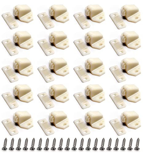 MroMax 20Pcs Cabinet Door Double Roller Catch Ball Latch for Kitchen Bathroom Cupboard Wardrobe Closet Closures Cabinet Beige