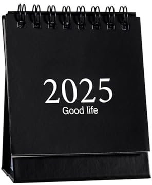 Aiffort Kleiner Schreibtischkalender 2021 Neujahr, einfacher Cartoon-Mini-Kalender, kreativer Schreibtisch, vertikales Papier, Multifunktions-Zeitplan, Notizbuch, Tagesplanung, 7,5 x 10 cm, Schwarz