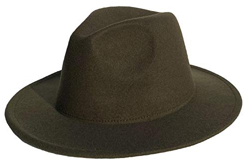 VPbao Klassische 1920er Gangster Trilby Filzhut im Fedora-Stil – Unisex Damen Herren breite Krempe Panama Jazz Hüte Gr. M, Reine Farbe Grün.