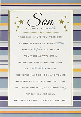 Piccadilly Greetings Heartfelt Wishes Sentimental Birthday Card Son - 9 x 6 inches - Regal Publishing