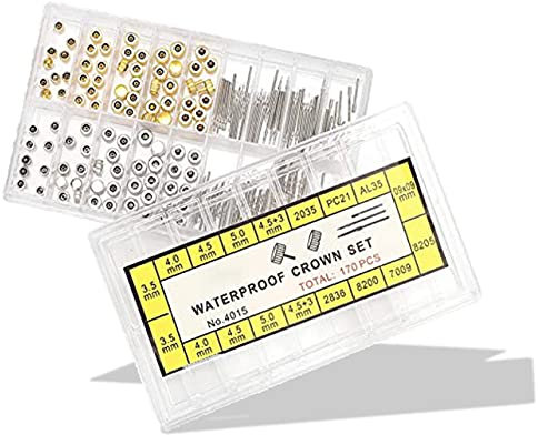 Rallonge de Tige de Montre, rallonge de Tige de Montre + kit d'outils de Remplacement de réparation d'accessoires de couronnes avec boîte, pour la réparation de Montres